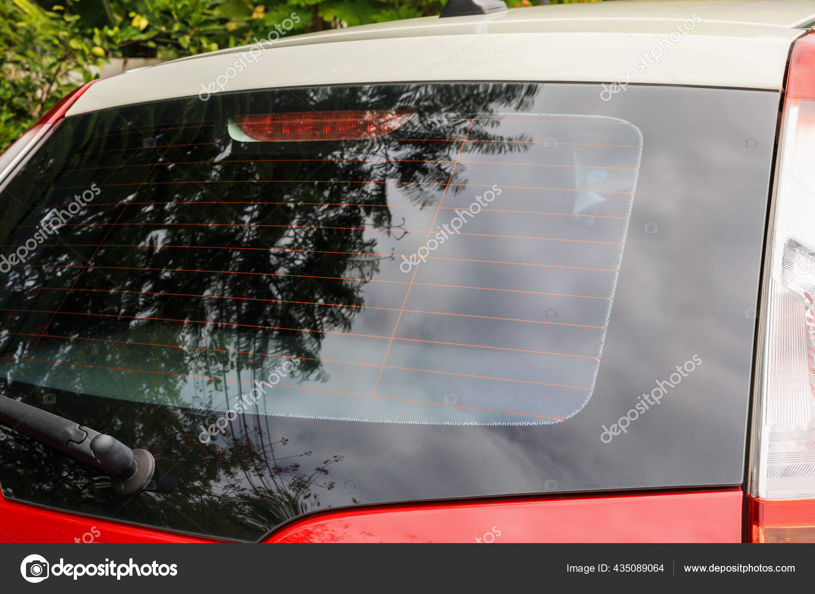Download Back View Red Car Window Sticker Mockup Stock Photo Image By C Kwangmoo 435089064