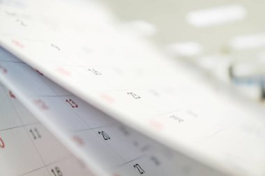 Takvim sayfası çevirme sayfası ofis masası iç plan iş takvimi randevu konseptini kapat