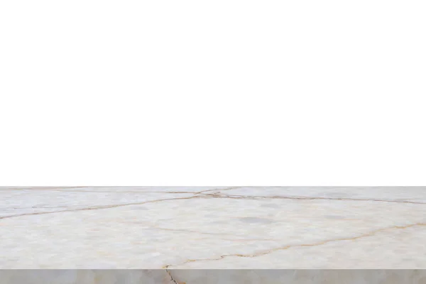 Белый Мрамор Каменный Стол Столешницы Изолированы Белом Фоне Отображения Продукта — стоковое фото