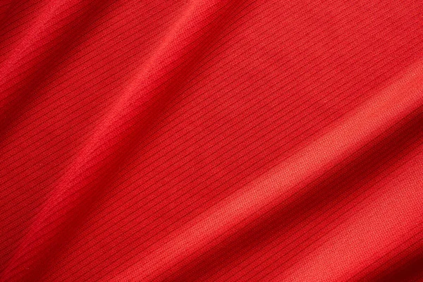 Red Sports Clothing Fabric Football Jersey Texture Close — Stock Photo, Image