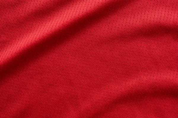 Roupas Esportivas Tecido Futebol Jersey Textura Vista Superior Cor Vermelha — Fotografia de Stock