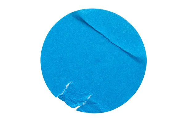 Beyaz Arkaplanda Boş Mavi Yuvarlak Yapıştırıcı Etiketi Izole Edildi — Stok fotoğraf