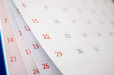 Takvim sayfası çevirme sayfası ofis masası arkaplan iş takvimi randevu planlama konseptini kapat