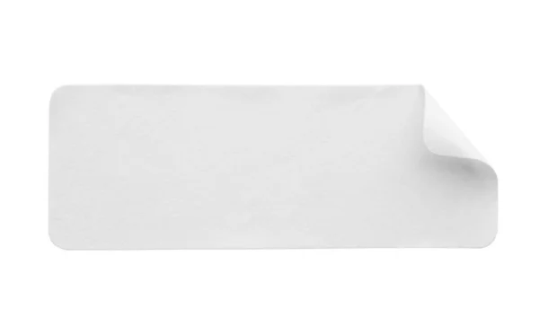 Etiqueta Adesiva Papel Branco Branco Isolada Fundo Branco — Fotografia de Stock