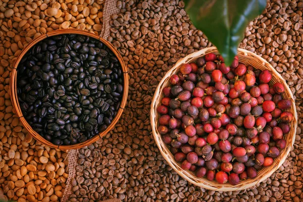 Coffee Bean Berries Basket Background — Stock Photo, Image