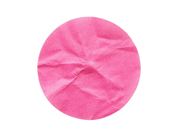 Bianco Rosa Rotondo Adesivo Etichetta Adesiva Carta Isolato Sfondo Bianco — Foto Stock
