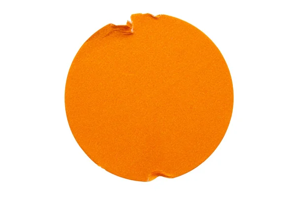 Étiquette Autocollante Ronde Orange Vierge Isolée Sur Fond Blanc — Photo