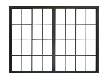 Siyah metalik kapı çerçevesi beyaz arkaplanda izole edildi