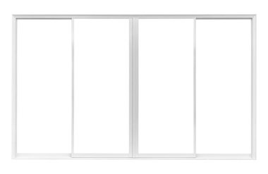 Kırpma yolu ile beyaz arkaplanda izole edilmiş gerçek modern ev penceresi