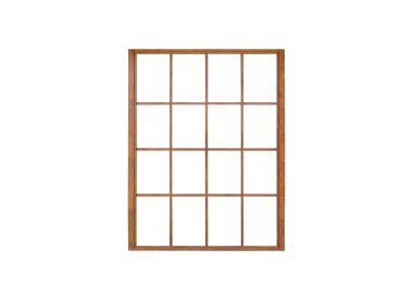 Japon evi ahşap kapı çerçevesi beyaz arkaplanda izole edildi