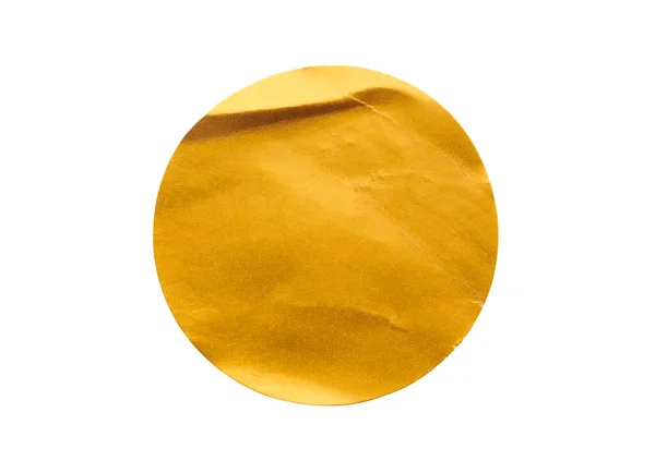 Beyaz Arkaplanda Boş Altın Yuvarlak Yapıştırıcı Etiketi — Stok fotoğraf