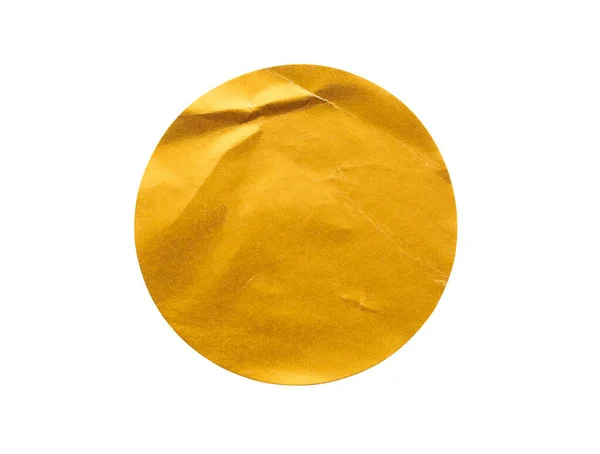 Beyaz Arkaplanda Boş Altın Yuvarlak Yapıştırıcı Etiketi — Stok fotoğraf