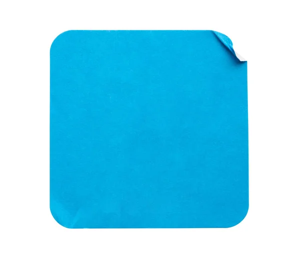 Чистый Синий Квадратный Клей Этикетка Бумаги Наклейка Изолированы Белом Фоне — стоковое фото