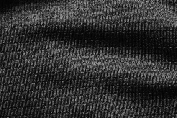 Black Sport Cloth Fabric Football Shirt Jersey Texture Close — Stock Photo, Image