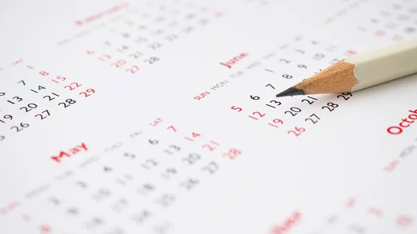 White Pencil Calendar Background Business Planning Appointment Meeting Concept Stock Photo