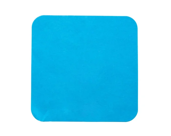 Чистый Синий Квадратный Клей Этикетка Бумаги Наклейка Изолированы Белом Фоне — стоковое фото