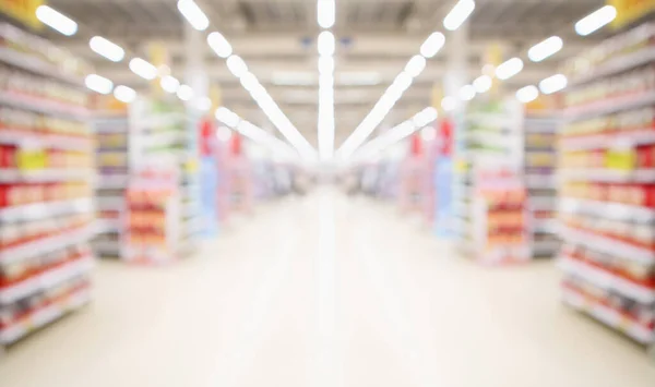 Corridoio Supermercato Scaffali Sfondo Sfocato — Foto Stock