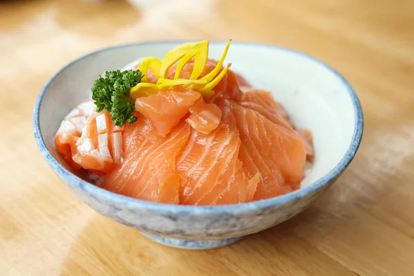 Japanese Rice Fresh Salmon Slice Sashimi — Stock Photo, Image
