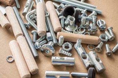 Mobilya gereç kiti vida panel ve cıvata ile monte