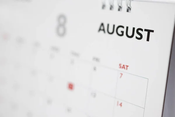 August Calendar Page Months Dates Business Planning Appointment Meeting Concept — Stock Photo, Image