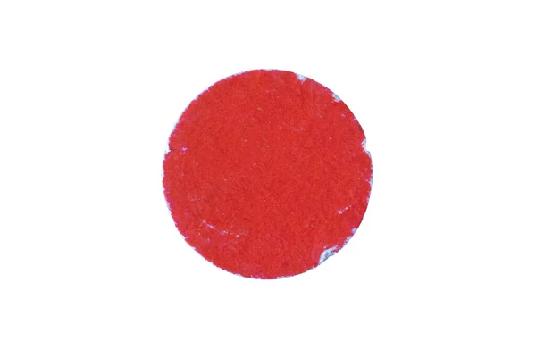 Beyaz Arkaplanda Izole Edilmiş Eski Kırmızı Yuvarlak Yapıştırıcı Etiketi — Stok fotoğraf
