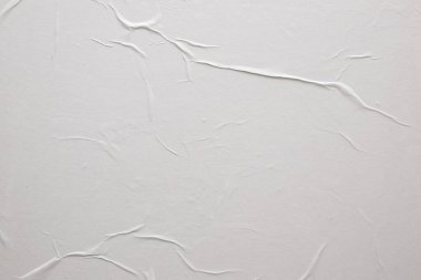 Boş beyaz buruşmuş ve buruşmuş kağıt poster dokusu arka planı