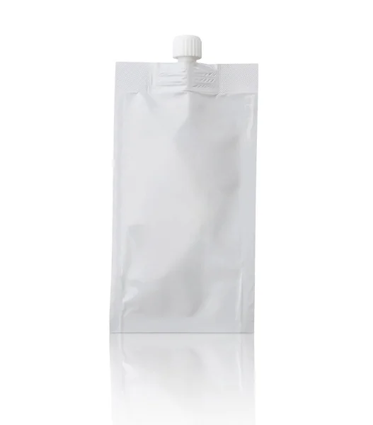 Prázdný Bílý Kosmetický Krém Sáček Plastovým Víčkem Izolované Bílém Pozadí — Stock fotografie