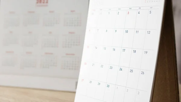 Сторінка Календаря Крупним Планом Фоні Таблиці Бізнес Планування Концепції Зустрічі — стокове фото