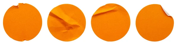 Colección Etiquetas Adhesivas Papel Adhesivo Redondo Naranja Blanco Aislado Sobre —  Fotos de Stock