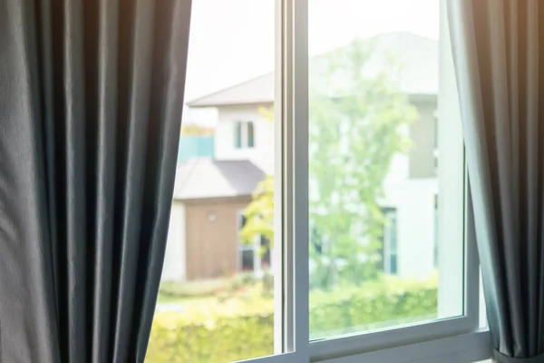 Vorhang Fenster Innendekoration Schlafzimmer — Stockfoto