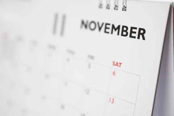 Página Del Calendario Noviembre Con Meses Fechas Concepto Reunión Planificación — Foto de Stock