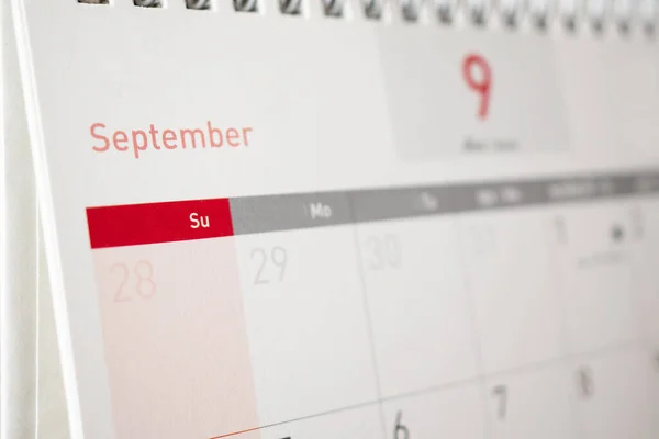 September Calendar Page Months Dates Business Planning Appointment Meeting Concept — Stock Photo, Image