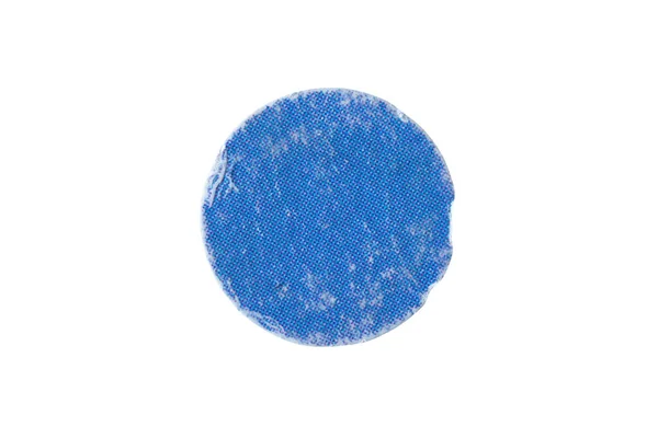 Etichetta Adesiva Rotonda Vecchia Carta Blu Isolata Sfondo Bianco — Foto Stock