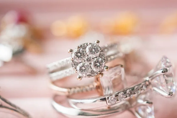 Sieraden Diamanten Ringen Doos — Stockfoto