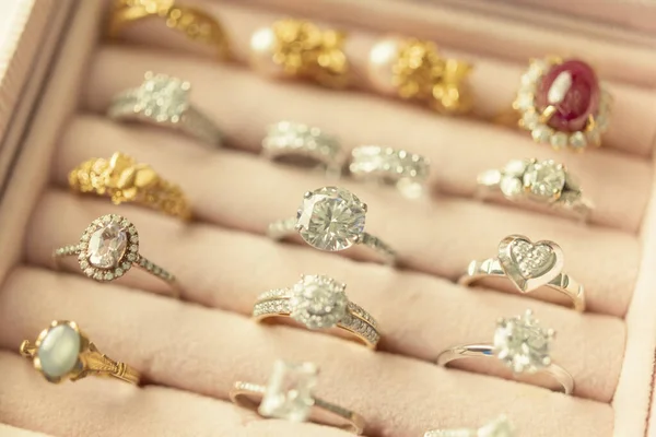 Sieraden Diamanten Ringen Doos — Stockfoto