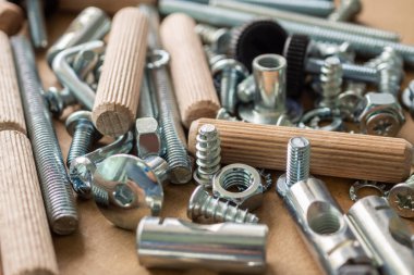 Mobilya gereç kiti vida panel ve cıvata ile monte