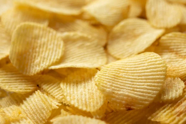 Crispy Golden Potato Chips Snack Texture Background — Stock Photo, Image