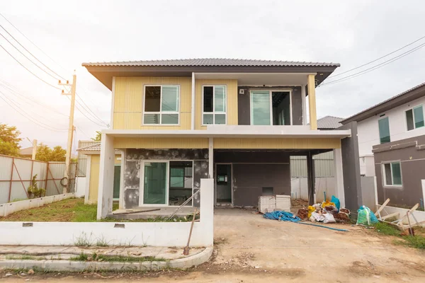 Construção Residencial Nova Casa Andamento Canteiro Obras — Fotografia de Stock