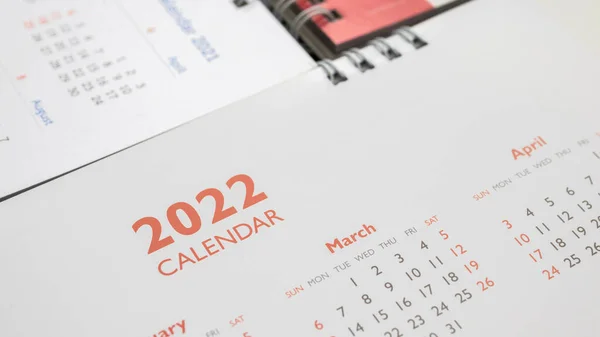 2022 Página Calendário Plano Fundo Planejamento Negócios Reunião Conceito — Fotografia de Stock