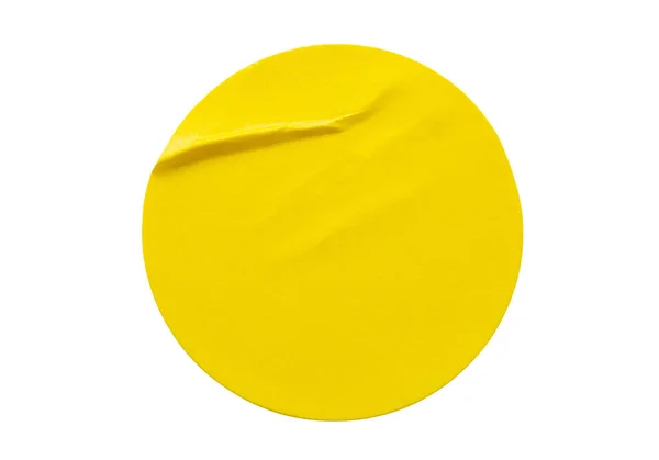 Жовта Кругла Паперова Наклейка Ізольована Білому Тлі — стокове фото