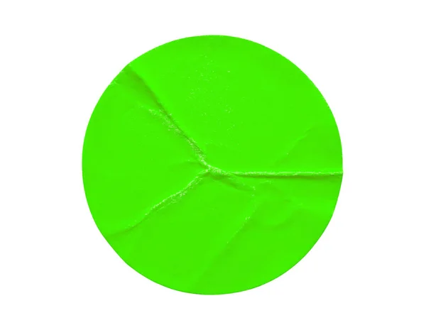 Etichetta Adesiva Carta Rotonda Verde Isolata Sfondo Bianco — Foto Stock