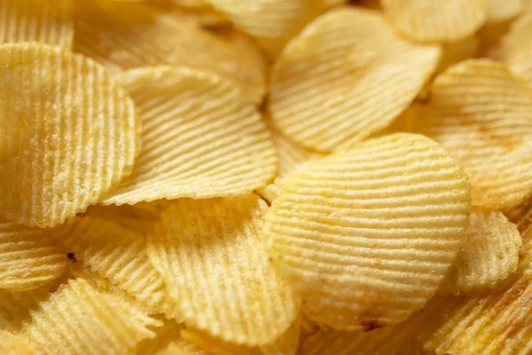 Knusprige Goldene Kartoffelchips Snack Textur Hintergrund — Stockfoto