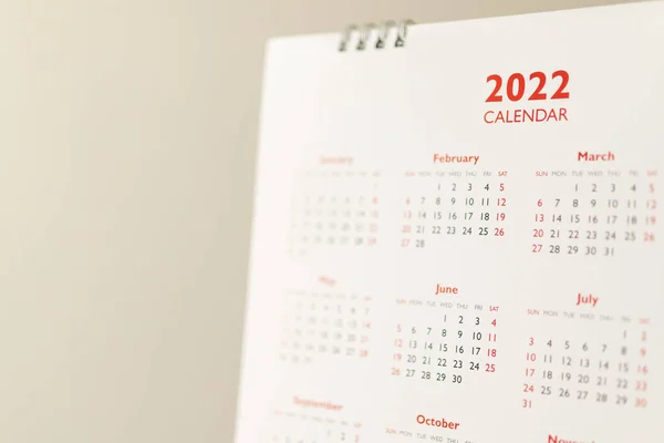 Schließen Sie 2022 Kalenderblatt Termine Und Monat Hintergrund Geschäftsplanung Termin — Stockfoto
