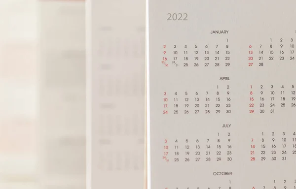 Fermer 2022 Page Calendrier Dates Mois Contexte Planification Des Affaires — Photo