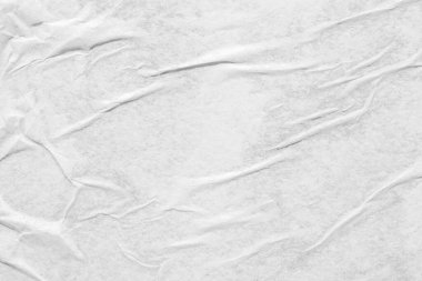 beyaz buruşmuş ve buruşmuş kağıt poster dokusu arkaplanı