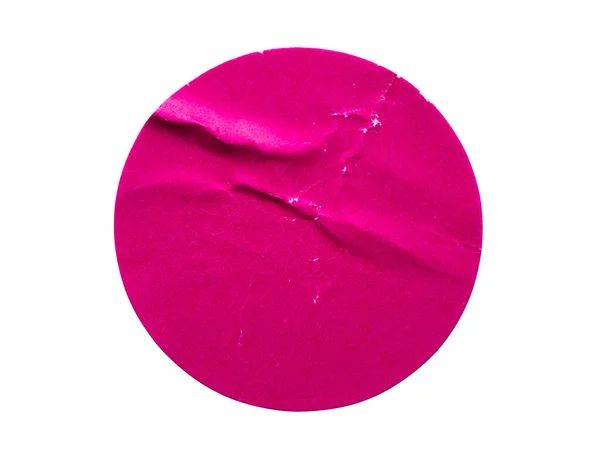 Bianco Rosa Rotondo Adesivo Etichetta Adesiva Carta Isolato Sfondo Bianco — Foto Stock