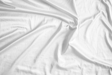 Soyut beyaz kırışık yatak örtüsü kumaş dokusu arka planı