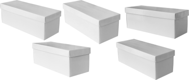 Taklit beyaz kutu seti beyaz arkaplanda izole edildi