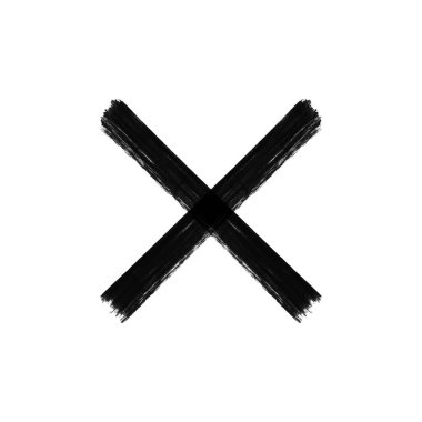 Beyaz arkaplanda fırçayla siyah haç sembolü, Vektör.