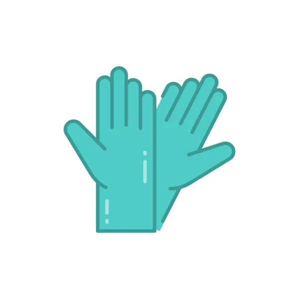 Medical Rubber Gloves Flat Icon Vector — Stock Vector